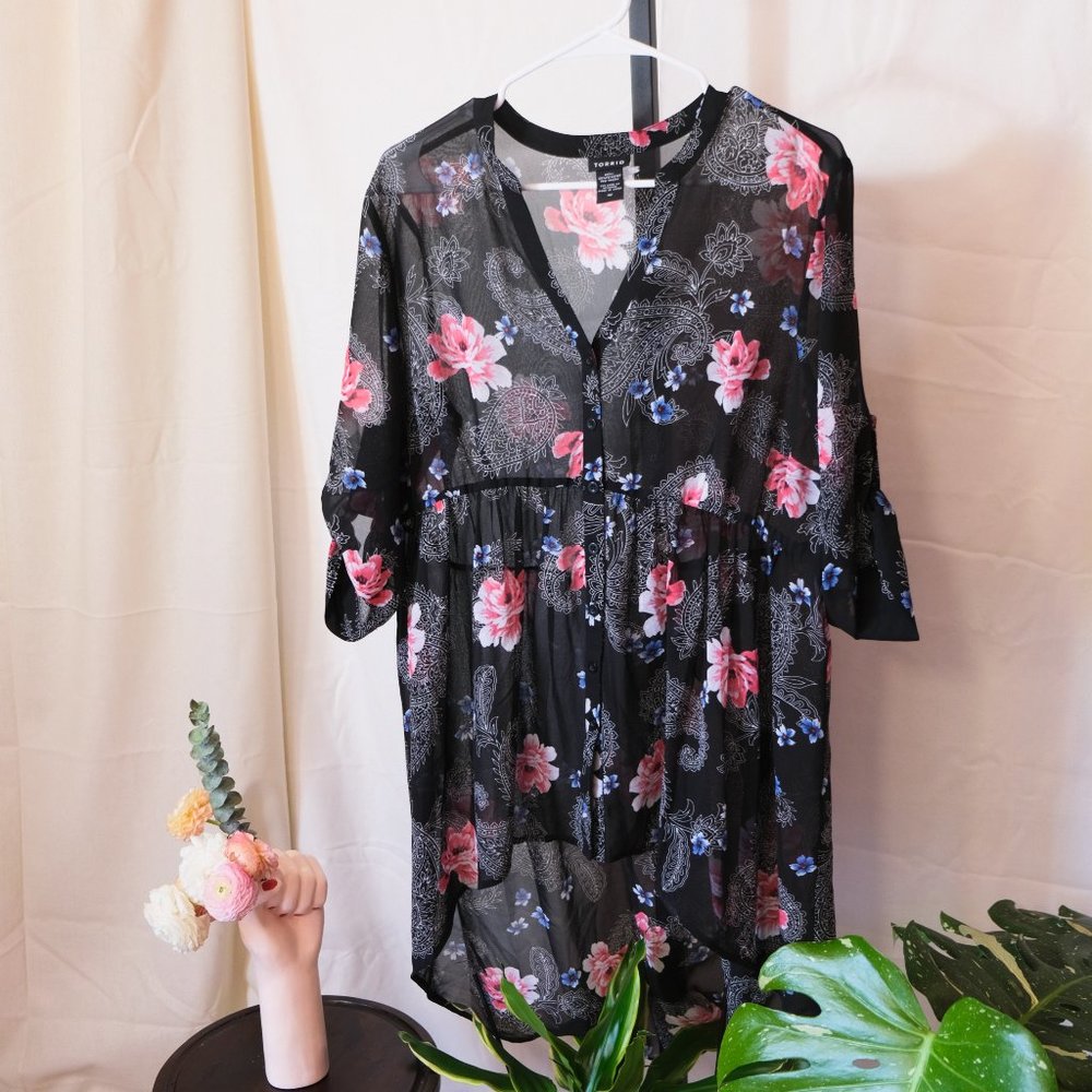 Torrid Sheer Tunic Blouse